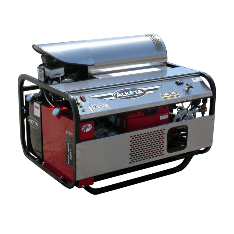 gas powered hot water pressure washer skid mounted