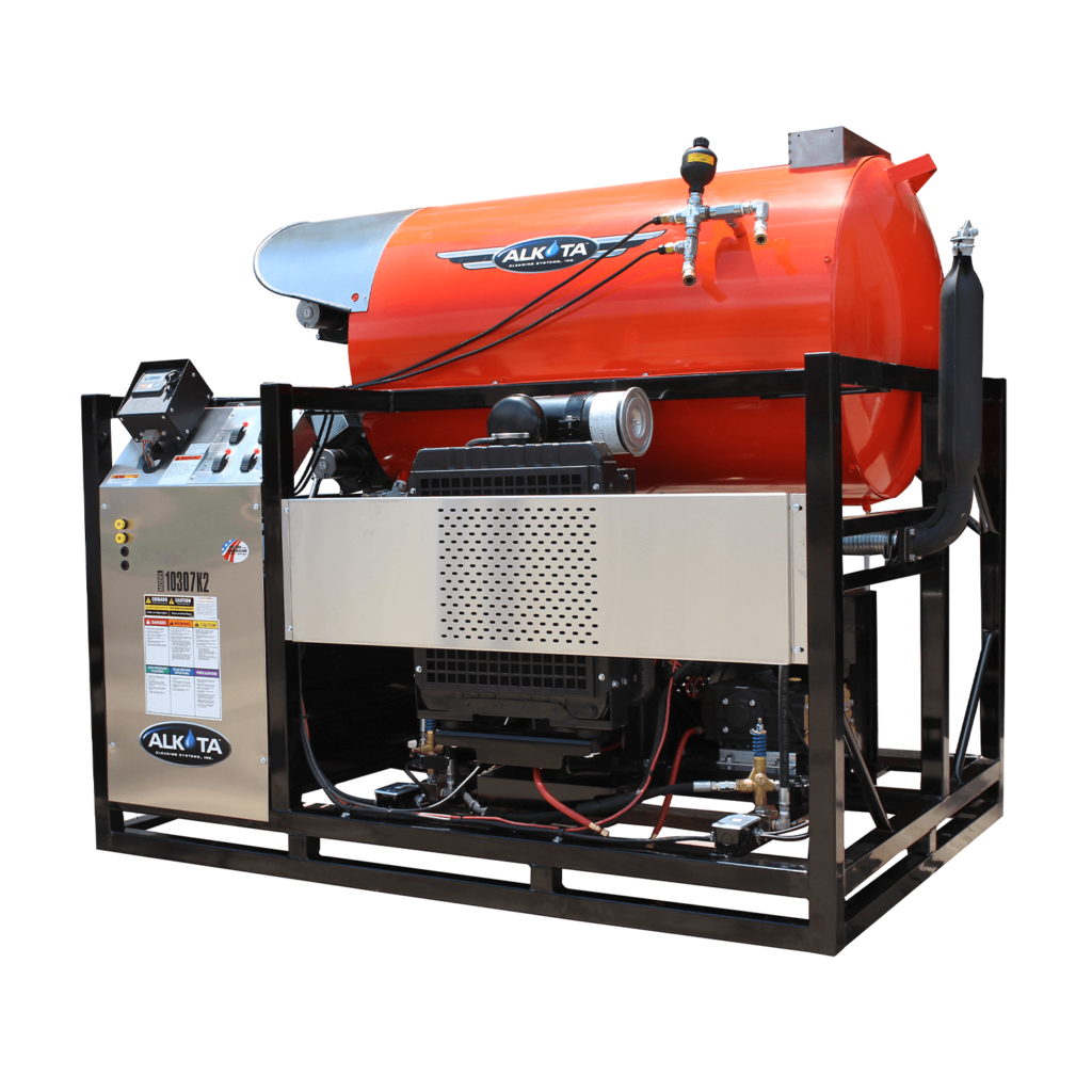 diesel powered hot water pressure washer skid or trailer mount