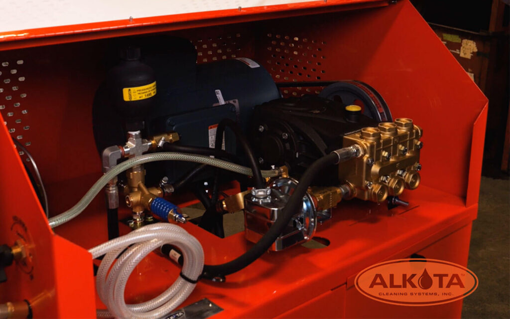 top cabinet view of the all new gas fired hot water pressure washer series from Alkota. 