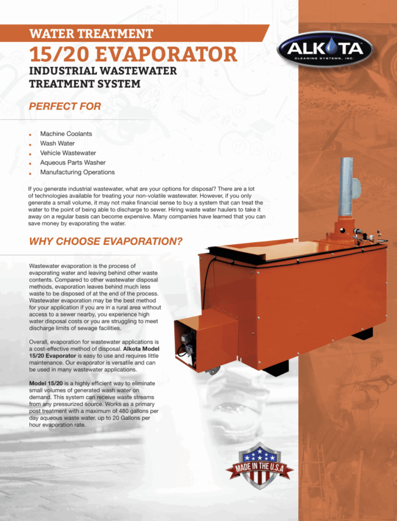 Alkota Evaporator waste water