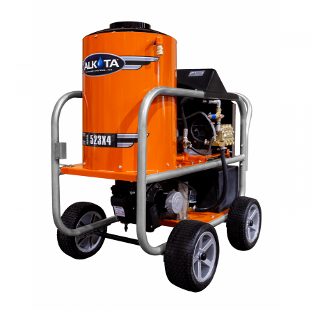 portable electric powered oil fired hot water pressure washer by alkota