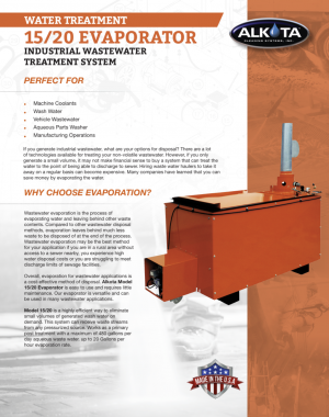 Alkota Evaporator waste water